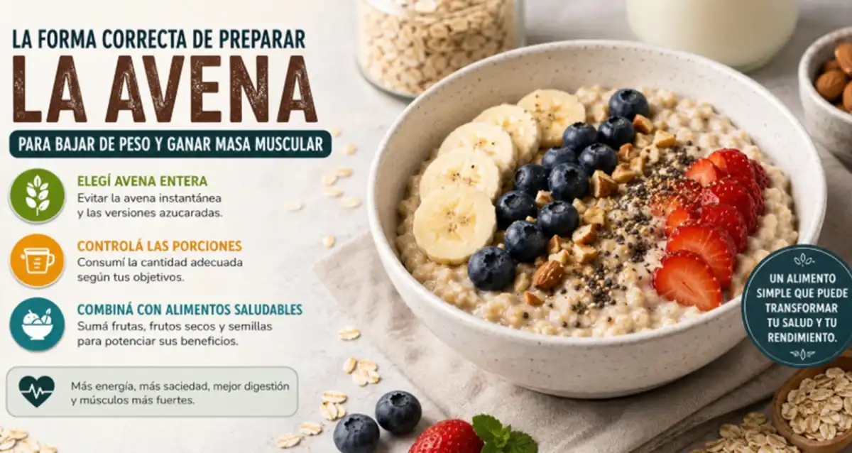 La forma correcta de preparar la avena para bajar de peso y ganar masa muscular