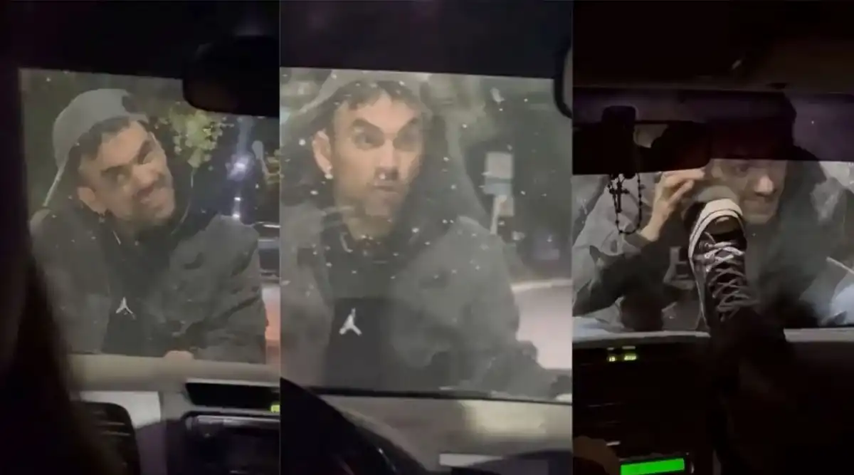 CAPTURA DE VIDEO. Carlos Luciano Nieva interceptó la camioneta en la que viajaba la víctima y se subió al capot para intentar romper el parabrisas. capturas de video
