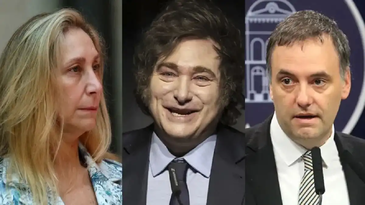 Karina Milei, Javier Milei y Manuel Adorni. Imagen de Archivo. 