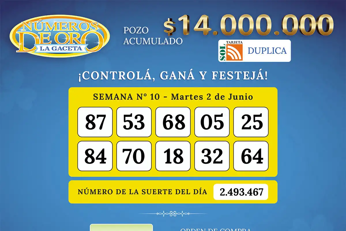 Los Números de Oro de LA GACETA del 2 de junio de 2026