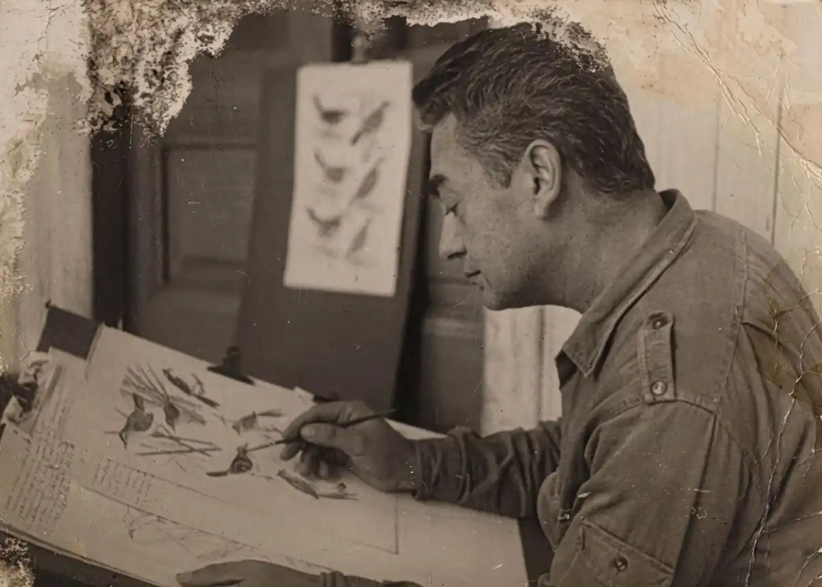 EN PLENA TAREA. Contino, entregado a una de sus pasiones: el dibujo.